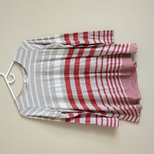 Medium Puella Striped Long Sleeve Darcy Swing Tunic Red & Tan Anthropologie